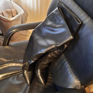 Modatope Knee High Boot Fold Over Chunky High Heels Zip Black Sz10 PreLoved Good